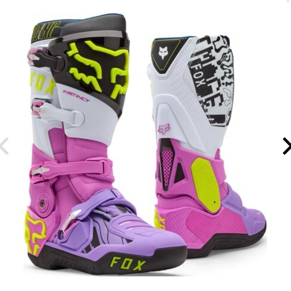 Fox Men's Motocross Boots in Pink, Purple, Neon Yellow, White